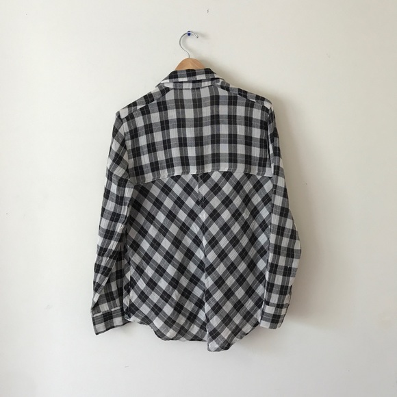 Free People Checkered Plaid Lace Up Shirt NWT - Picture 8 of 8